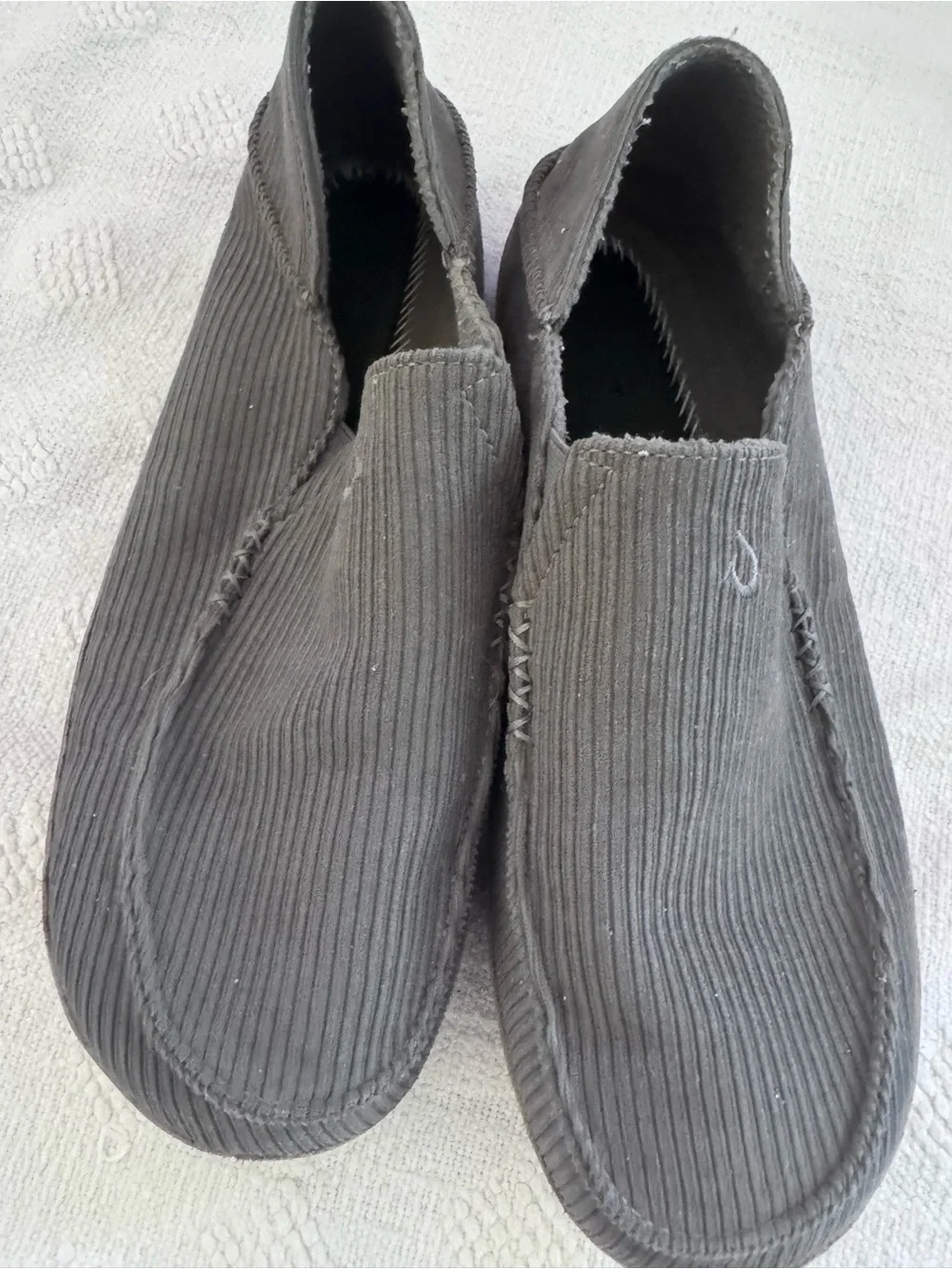 Olukai Men's Moloa 'Ie Corduroy Slipper Charcoal Gray Sz 10 Comfy